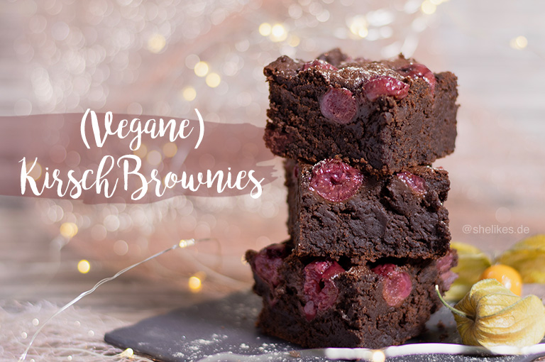 Fast vegane Kirsch-Brownies | #letscooktogether